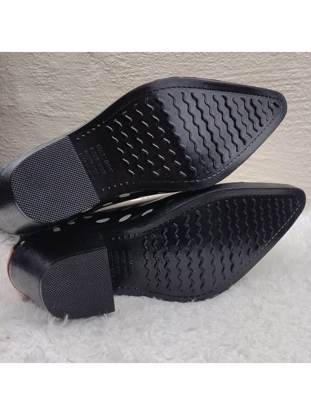 Bit & Bridle Black White Polka Dot Pointed Toe Heeled Western Style Rain Boot - Picture 8 of 16